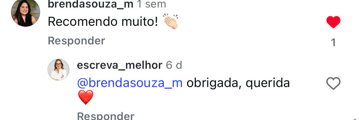 Depoimento no Instagram recomendando o curso